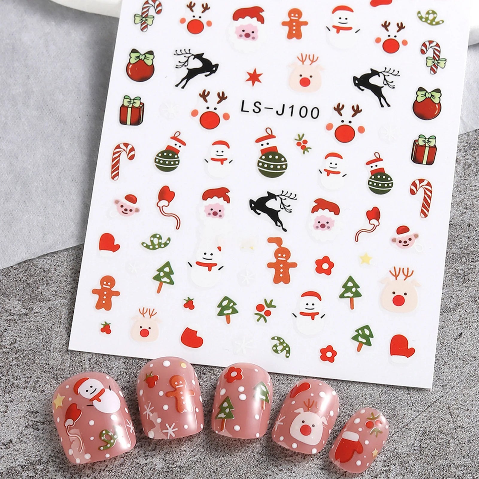 9 Sheets Christmas Nail Art Stickers Multi Pattern Christmas Snowflake Nail Art Stickers Suitable for Nails Art Decorations