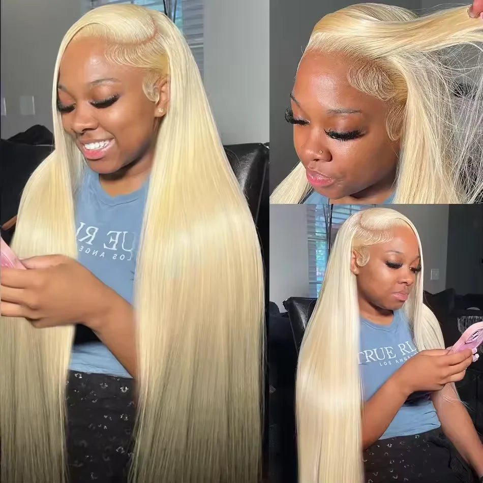 HD Transparent 613 Blonde Straight 13x5 13x6 Lace Front Human Hair Wigs For Women Colored Lace Frontal Wig PrePlucked Brazilian