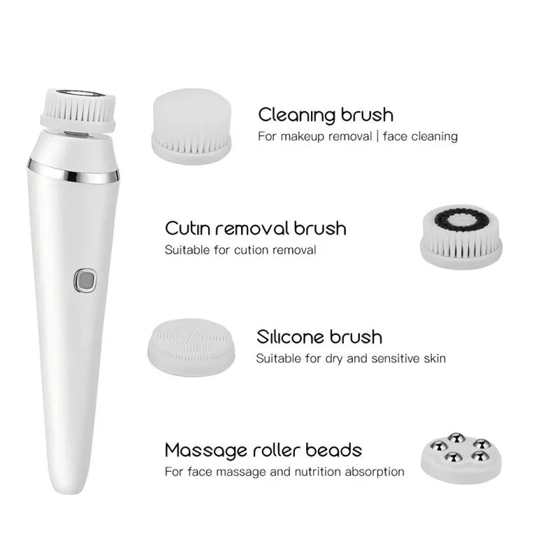 Facial Cleansing Brush 4 in 1 Electric Rechargeable Waterproof Rotating Face Cleaner Deep Pore Cleansing Skin Care Tool
