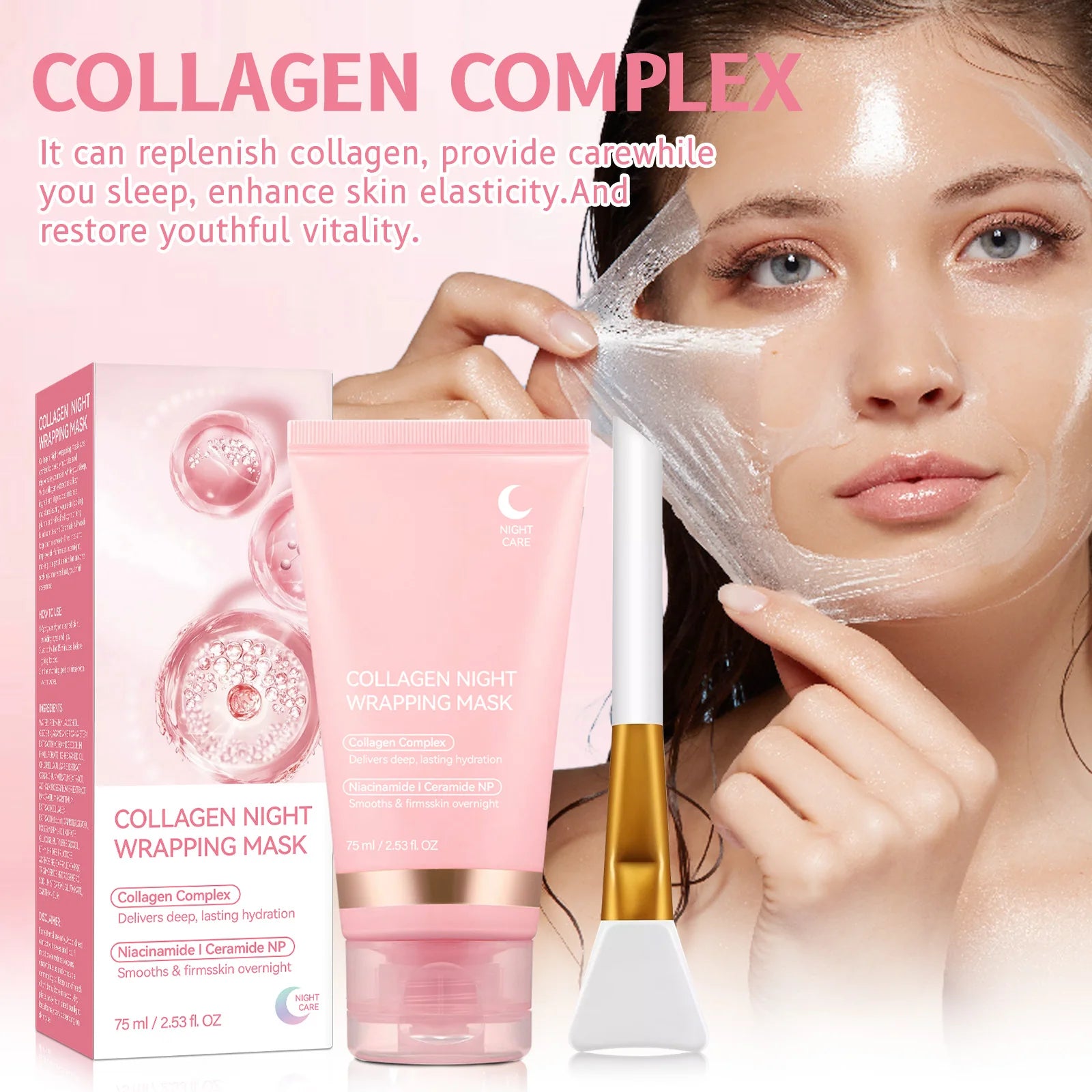 Collagen Night Wrapping MaskReduces Sagging & Dullness Hydrolyzed  Elasticity Hydration Skin Care for All Skin Types