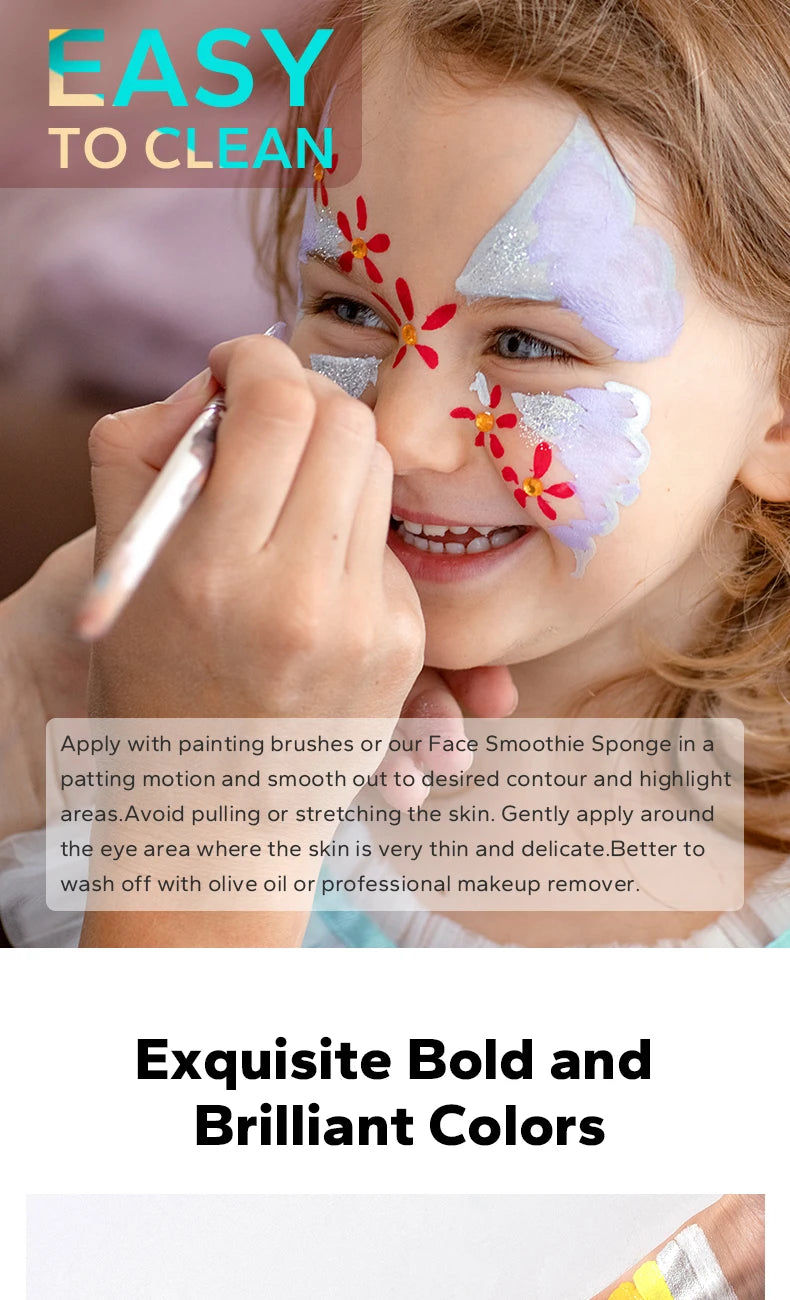 Halloween Face&Body Paint Tray,Rainbow Colorful Oil-Soluble Face Makeup Painting Palette for Festivals,Parties&Butterfly Makeup