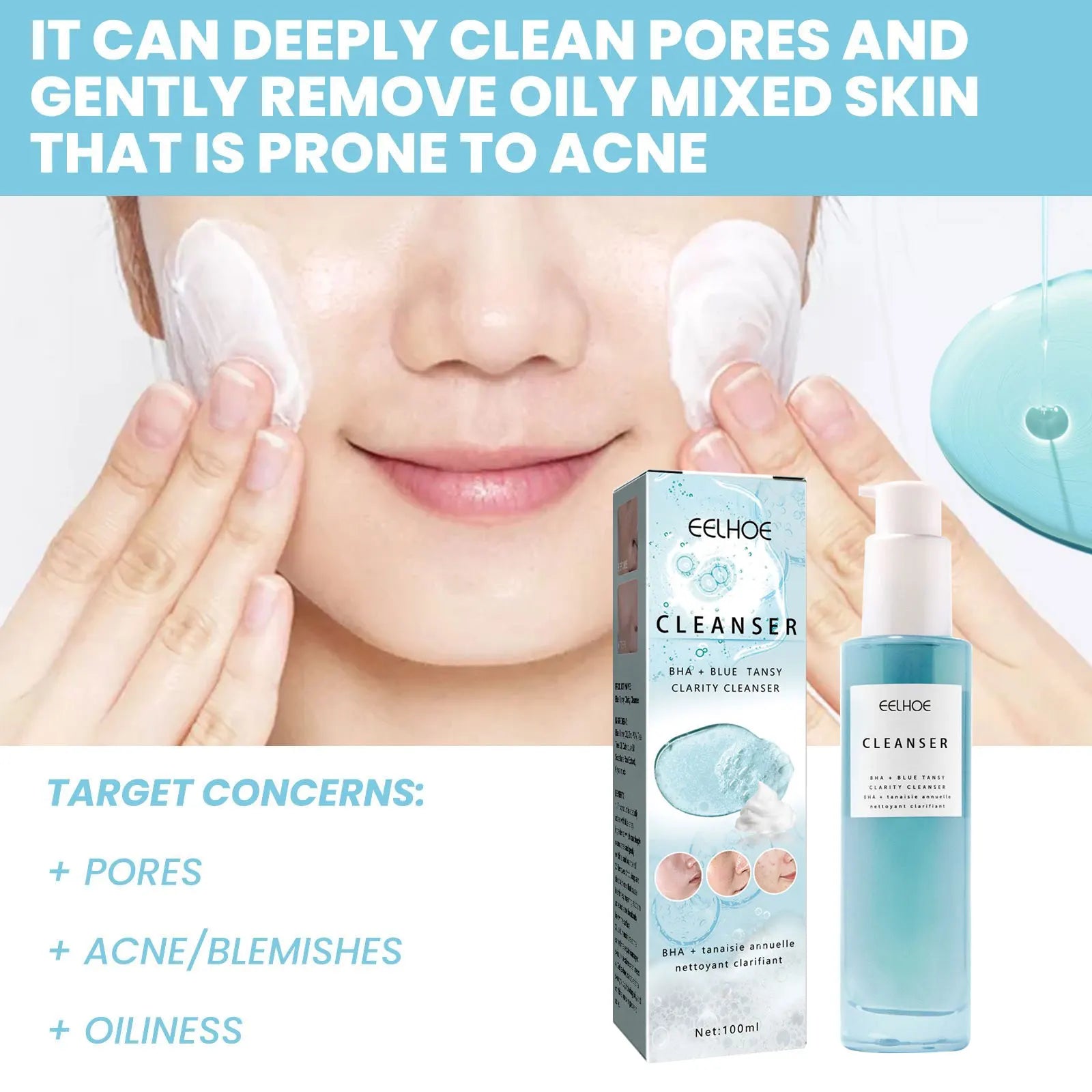 Facial Foaming Cleanser For Clean Pores Oil Control Brightening Skin Rejuvenation Deep Cleansing Moisturizing Face Wash Cleanser