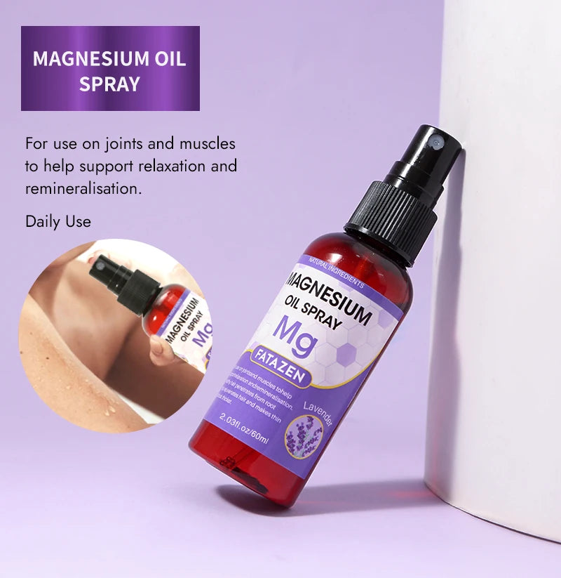 60ml/Bottle Lavender Magnesium Oil Spray, Refreshing and Non Greasy Body Relaxation Spray, Suitable for Summer Sport Daily Use