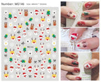 Manicure Christmas Stickers Old Elk White Snowflake Nail Decals Waterproof Ultra-Thin Three-Dimensional Self-Adhesive Adhesive