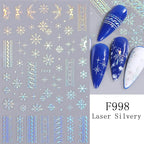 1PCS 3D Laser Snowflake Snowman Nail Stickers Winter Christmas Nail Art Decoration Gold Silver Christmas Tree Nail Art Stickers