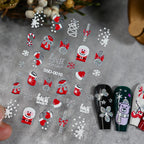 1/2PC 5D Christmas Santa Claus Elk Nail Art Stickers Snowflake New Year Cartoon Nail Decor Decals Xmas Adhesive Manicure Sliders