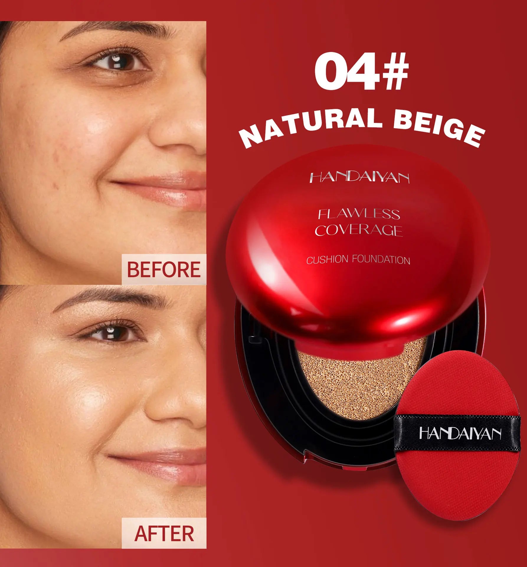 Korean Air Cushion Foundation - Light Natural Moisturizing Concealer Whitening Oil-Control Women's Long-lasting Makeup Base