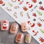9 Sheets Christmas Nail Art Stickers Multi Pattern Christmas Snowflake Nail Art Stickers Suitable for Nails Art Decorations