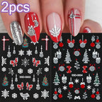 1/2PC 5D Christmas Santa Claus Elk Nail Art Stickers Snowflake New Year Cartoon Nail Decor Decals Xmas Adhesive Manicure Sliders