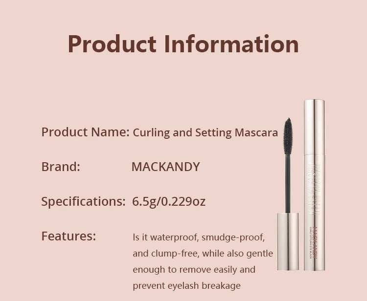 MACKANDY Curling Mascara Volumizing & Lengthening Formula, Buildable, Clump Resistant, Longwear Smudge-Resistant Black Mascara