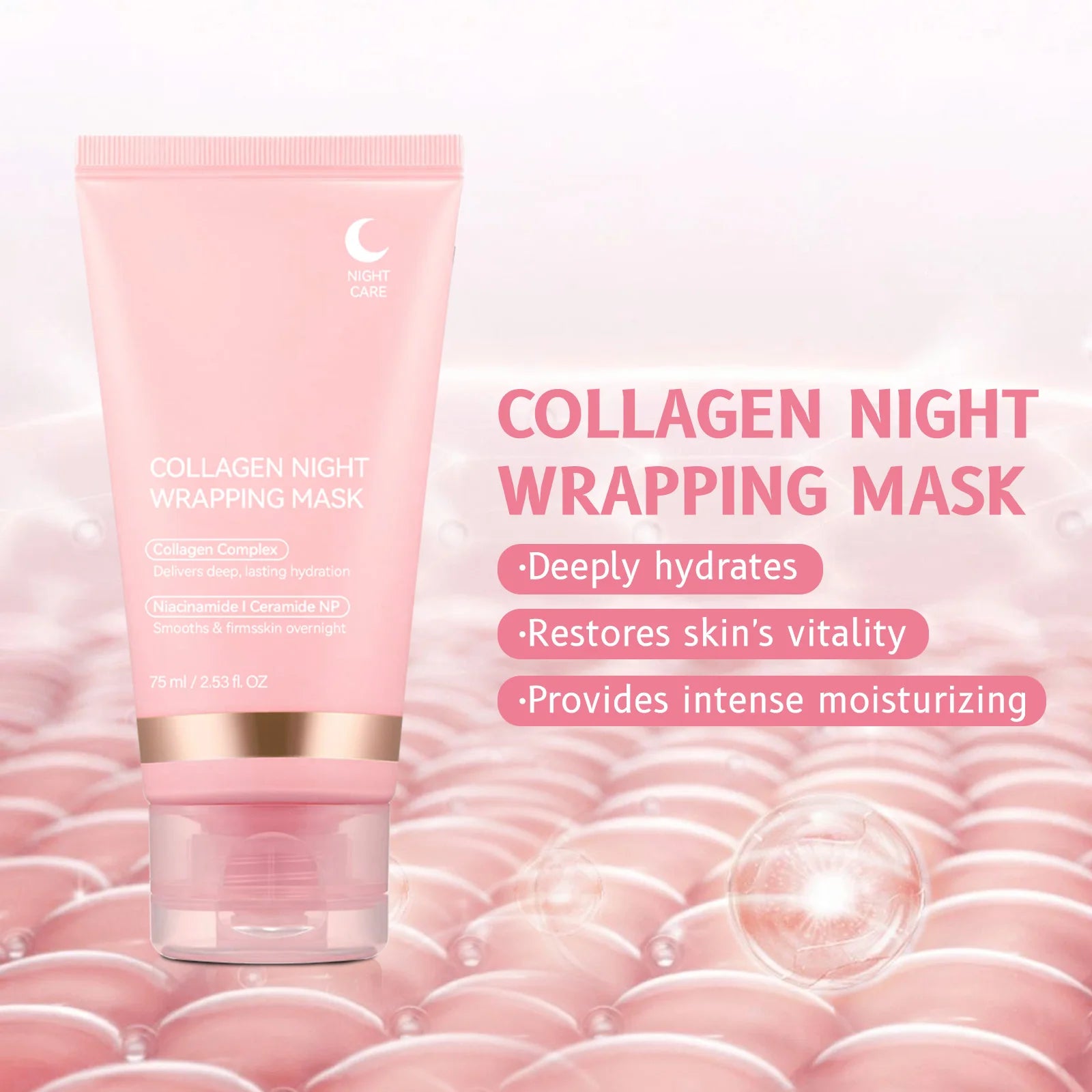 Collagen Night Wrapping MaskReduces Sagging & Dullness Hydrolyzed  Elasticity Hydration Skin Care for All Skin Types