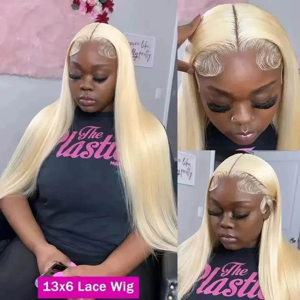 30 Inch Straight Human Hair Wigs Blonde 613 Human Hair Wigs 13x6 HD Lace Frontal Wig 250 Density Brazilian Pre Plucked Hair Wig