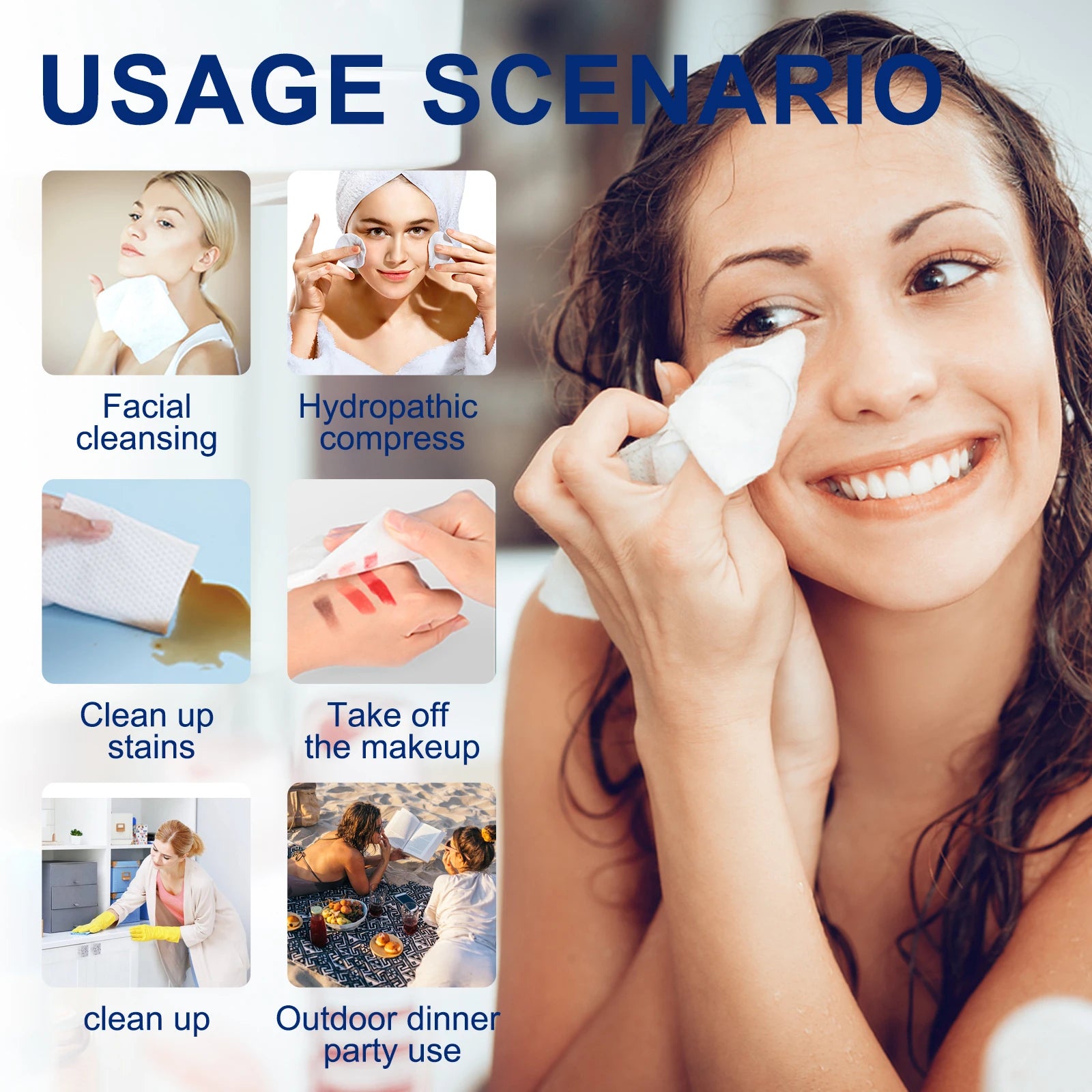 26*30cm Box Disposable Facial Cleansing Towel Thickeneded Large Size Cleansing Skin Suitable for All Skin Types Unisex 40 Pumps/Box