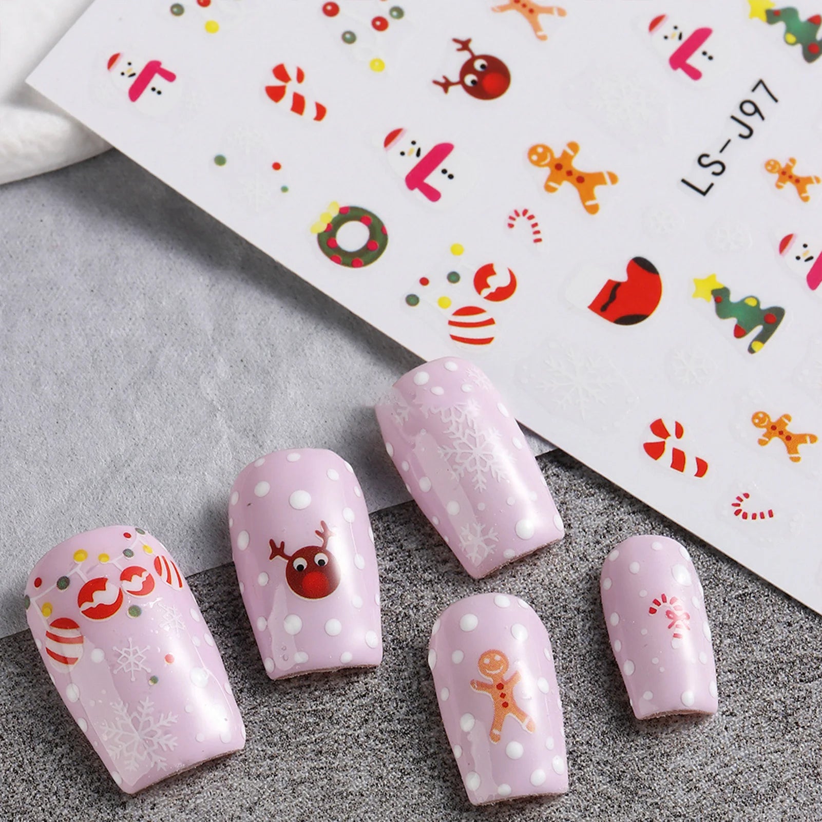 9 Sheets Christmas Nail Art Stickers Multi Pattern Christmas Snowflake Nail Art Stickers Suitable for Nails Art Decorations