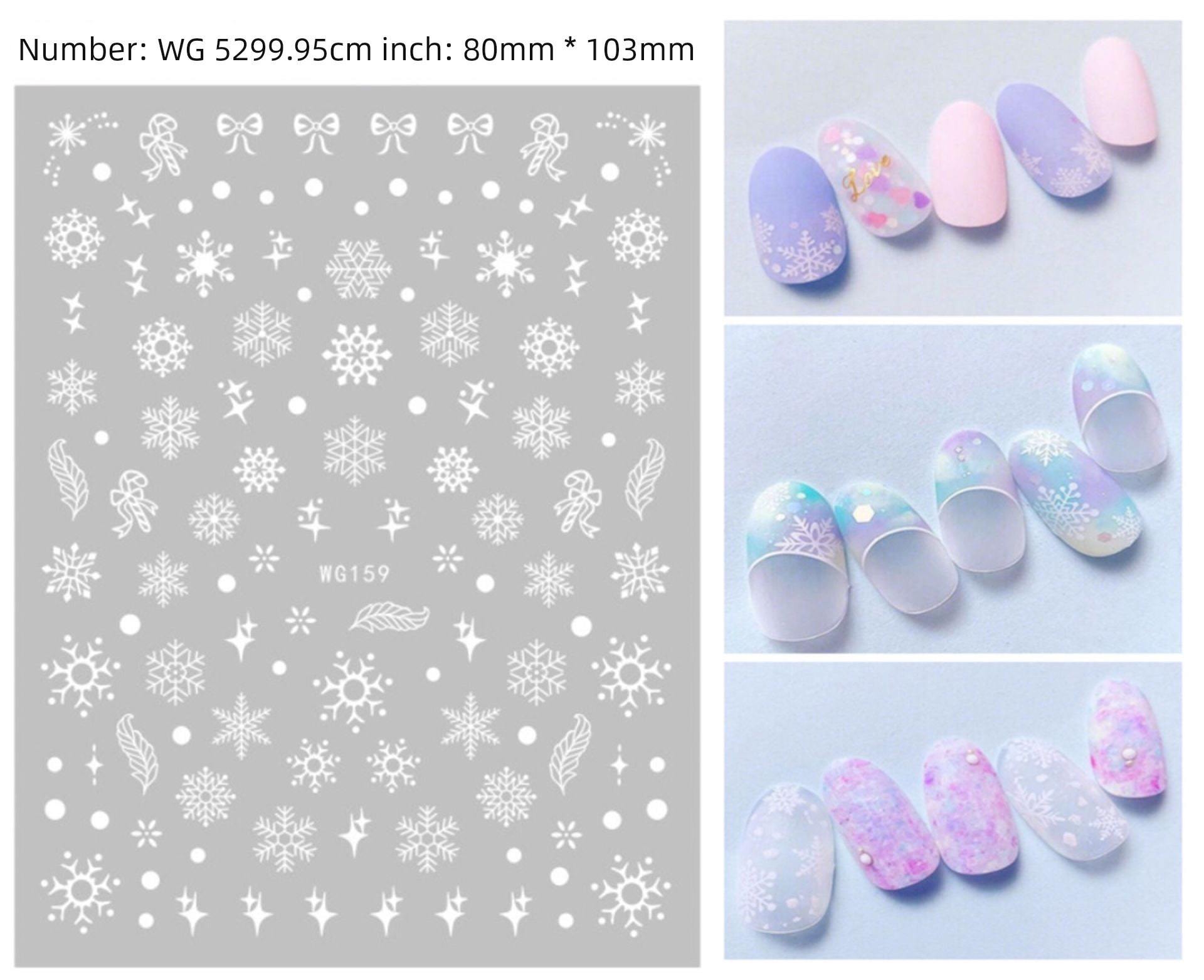 Manicure Christmas Stickers Old Elk White Snowflake Nail Decals Waterproof Ultra-Thin Three-Dimensional Self-Adhesive Adhesive
