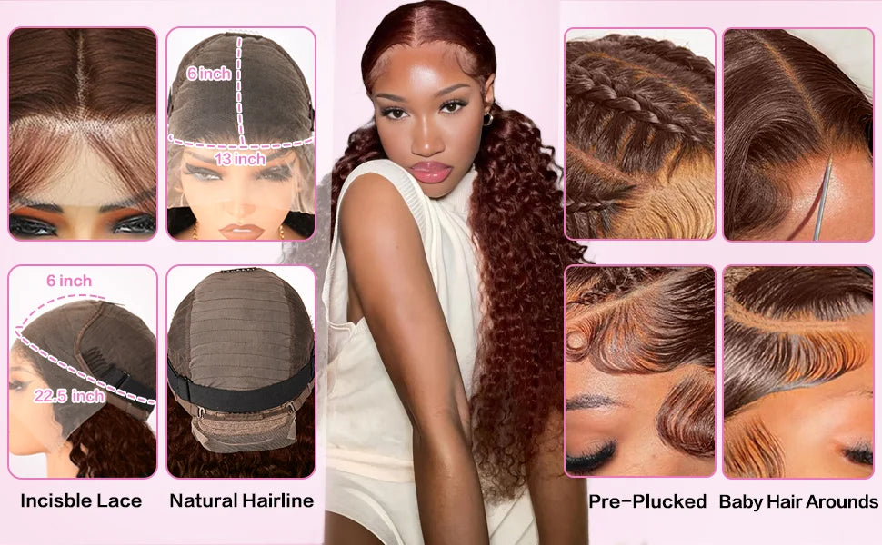 13x5 Chocolate Brown 13x6 HD Deep Wave Lace Frontal Wig 30 40 42 Inch 200% Wet And Wavy Colored Curly Lace Front Human Hair Wigs