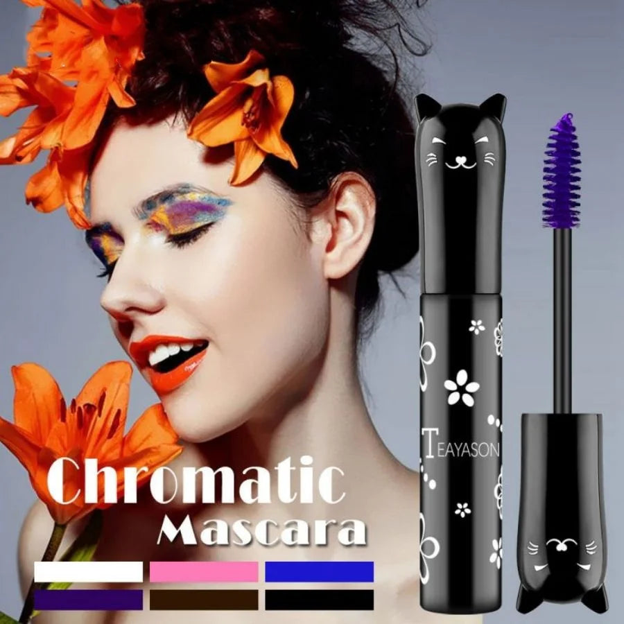 6-Colorful Mascara with Large Brush Head, Easy to Color, Non-Clumping, Non-Fading Mascara, White Purple, Sapphire Blue, Silver Coffee, Not Easy to Smudge, Mascara, Eyebrow Cream