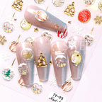 5D Christmas Embossed Nail Stickers Gold White Snowflakes Christmas Tree Snowman Nail Decals New Year DIY Manicure Decoration
