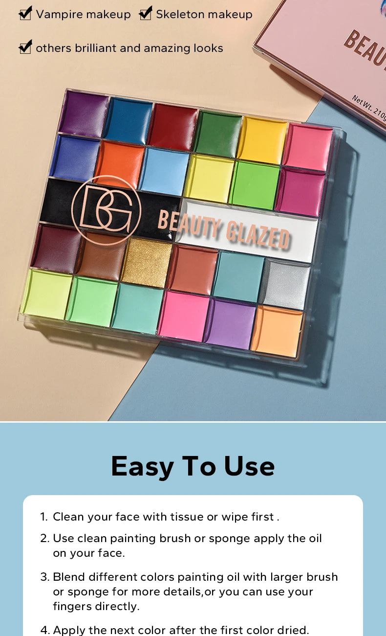 Halloween Face&Body Paint Tray,Rainbow Colorful Oil-Soluble Face Makeup Painting Palette for Festivals,Parties&Butterfly Makeup