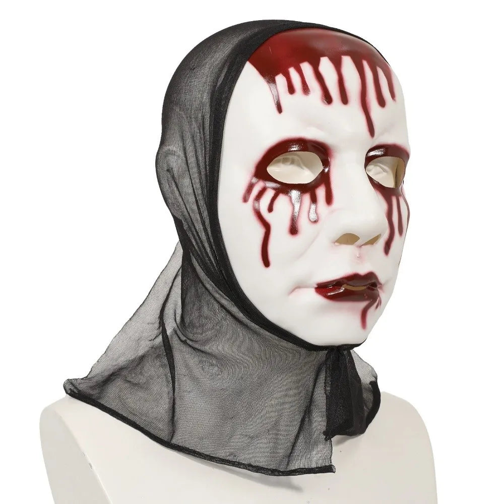 Scary Makeup Scary Look Halloween Mask Realistic Blood Plastic Party Costume Props Reusable Blood Scar Mask Theater Show