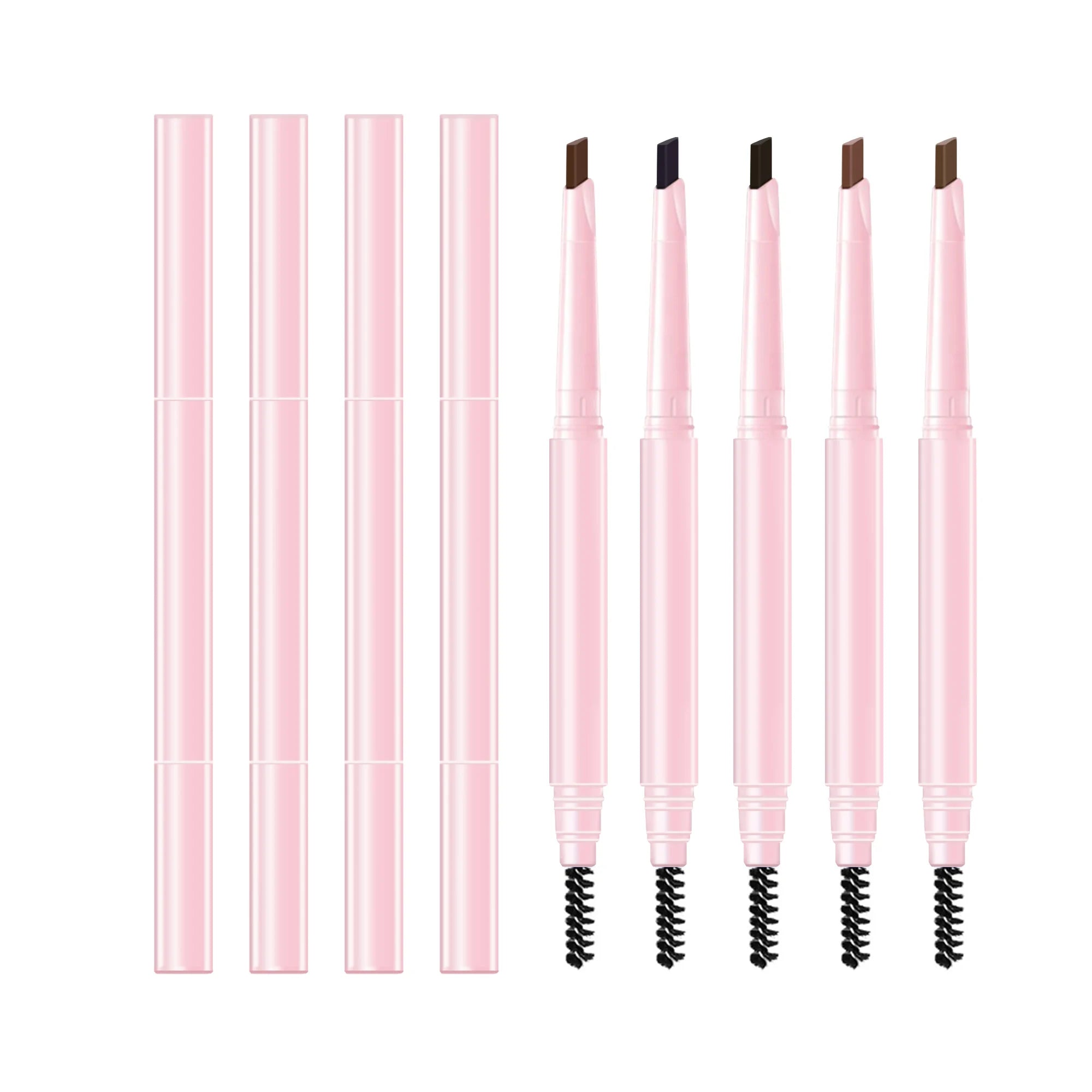 Eyebrow Pencil Waterproof Natural Long Lasting Smooth Blendable High Pigment Brow Pencil Eye Makeup Pink Box Custom Logo 10pcs