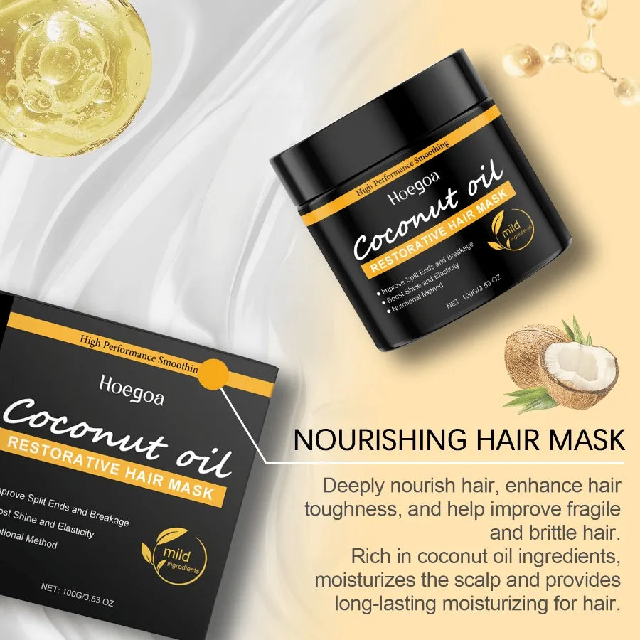 Hoegoa Coconut Oil Hair Mask Repair Dry Hair Smooth And Glossy Hair Care Coconut Oil Hair Mask
