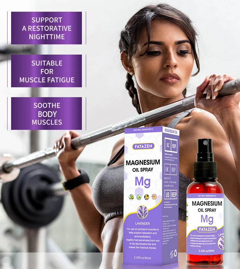 60ml/Bottle Lavender Magnesium Oil Spray, Refreshing and Non Greasy Body Relaxation Spray, Suitable for Summer Sport Daily Use