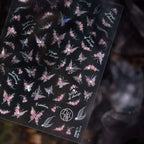 Halloween 5D Nail Art Stickers Sweet Pink Heart-Shaped Pumpkins Black Cat Bat Flocks Ghosts Skeleton Manicure Decal for Girls