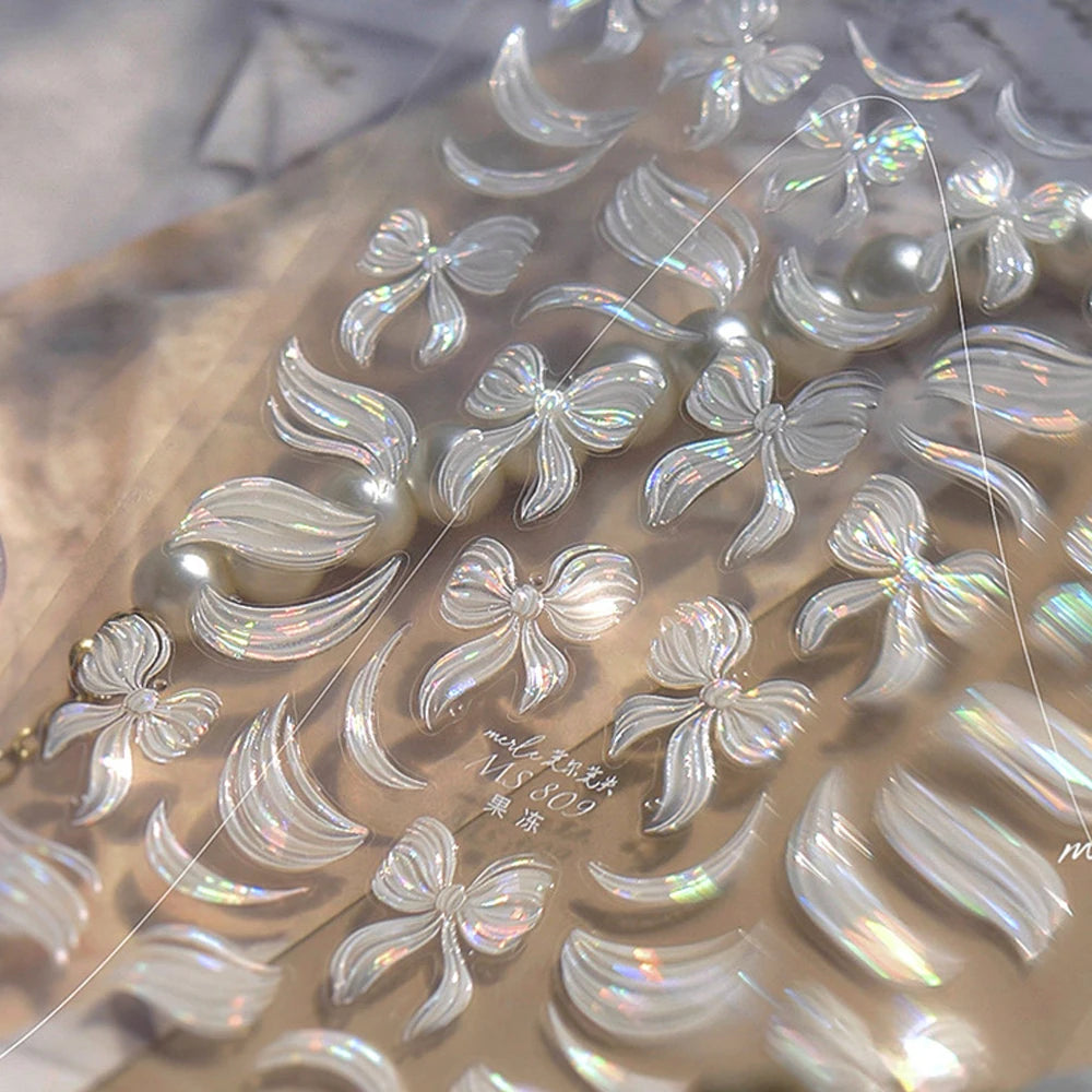 Halloween 5D Nail Art Stickers Sweet Pink Heart-Shaped Pumpkins Black Cat Bat Flocks Ghosts Skeleton Manicure Decal for Girls