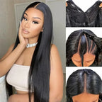No Glue Straight V Part Wig 100% Human Hair 16-32 Inch Upgraded Wigs 200% Density Remy Hair No Leave Out Side Part Wig For Women