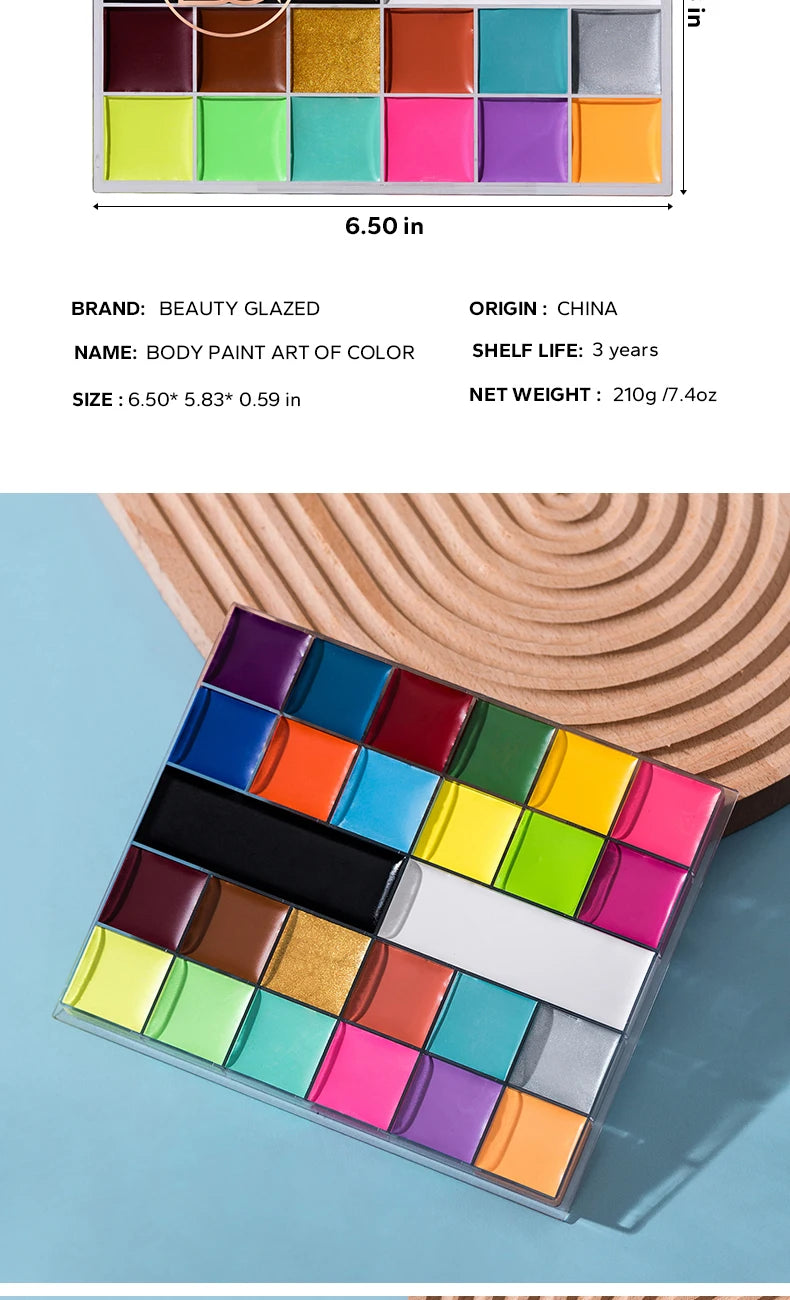 Halloween Face&Body Paint Tray,Rainbow Colorful Oil-Soluble Face Makeup Painting Palette for Festivals,Parties&Butterfly Makeup