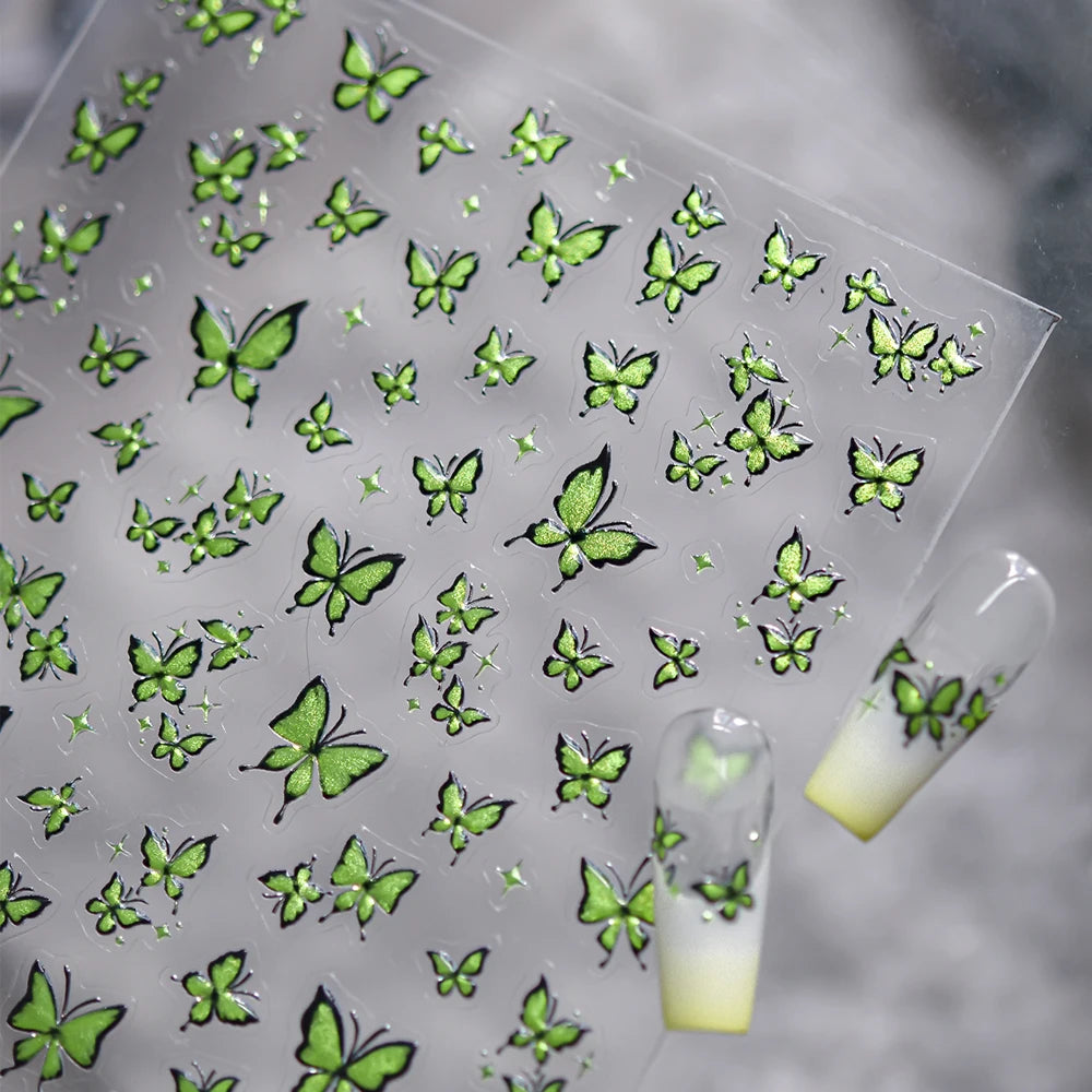 Halloween 5D Nail Art Stickers Sweet Pink Heart-Shaped Pumpkins Black Cat Bat Flocks Ghosts Skeleton Manicure Decal for Girls