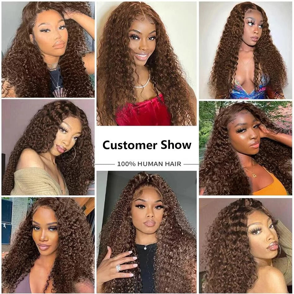 13x5 Chocolate Brown 13x6 HD Deep Wave Lace Frontal Wig 30 40 42 Inch 200% Wet And Wavy Colored Curly Lace Front Human Hair Wigs