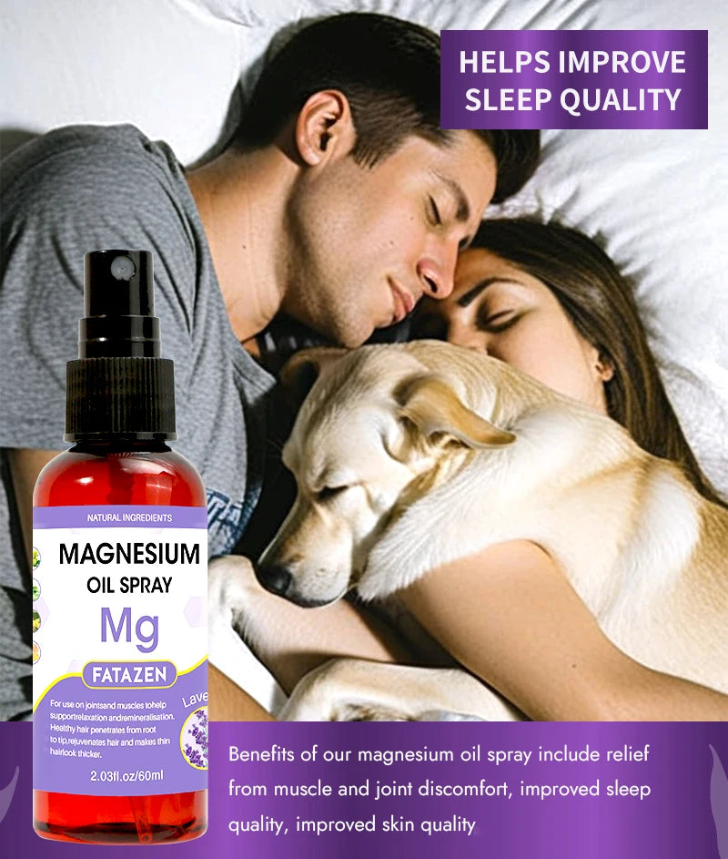 60ml/Bottle Lavender Magnesium Oil Spray, Refreshing and Non Greasy Body Relaxation Spray, Suitable for Summer Sport Daily Use