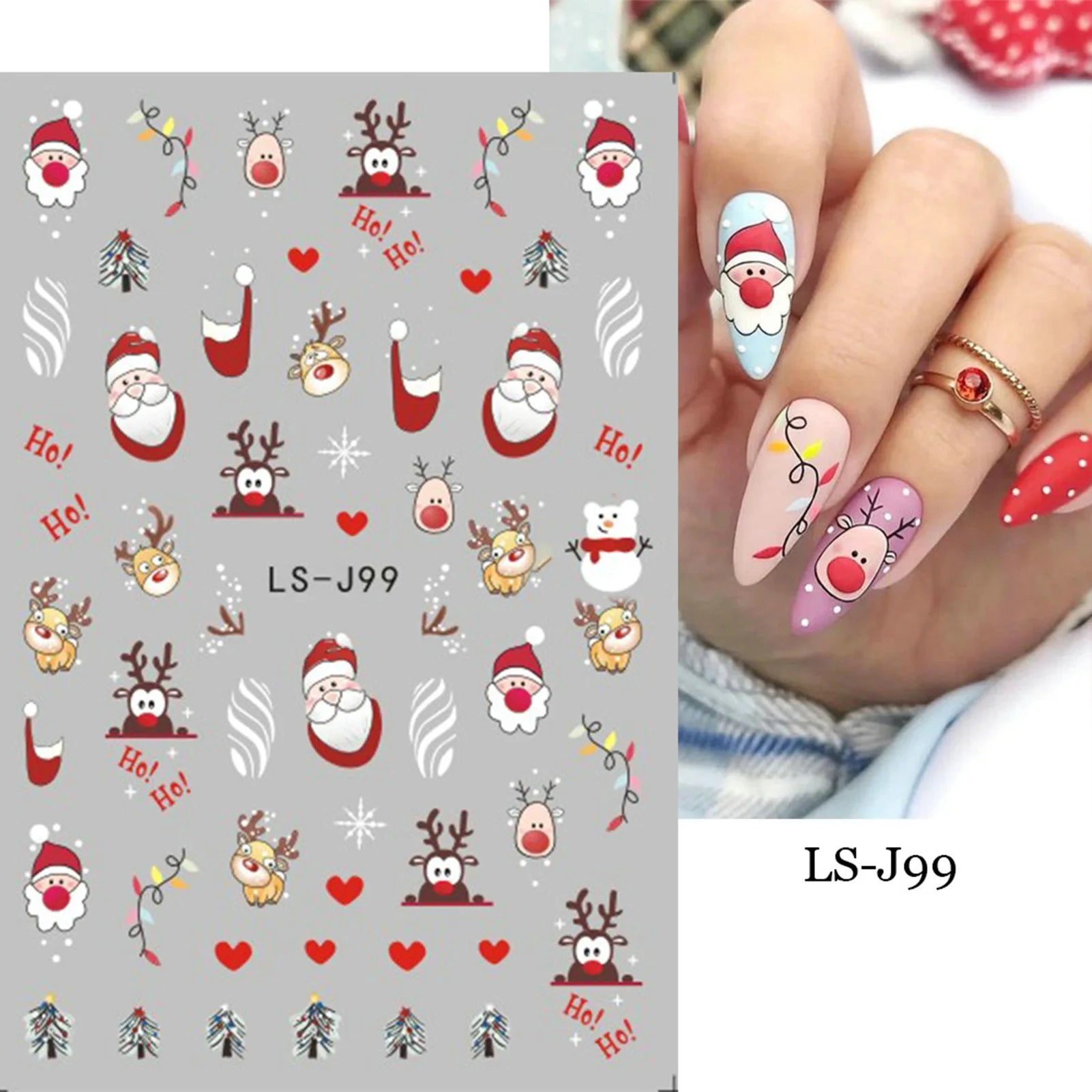 9 Sheets Christmas Nail Art Stickers Multi Pattern Christmas Snowflake Nail Art Stickers Suitable for Nails Art Decorations
