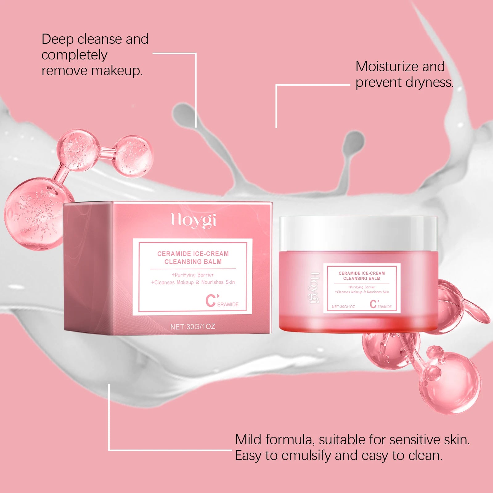 Makeup Remover Balm Unirritating Cleansing Face Skin Eyes Lips Makeup Remova Pores Shrinking Non-tight Refreshing Moisturizing