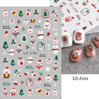 9 Sheets Christmas Nail Art Stickers Multi Pattern Christmas Snowflake Nail Art Stickers Suitable for Nails Art Decorations