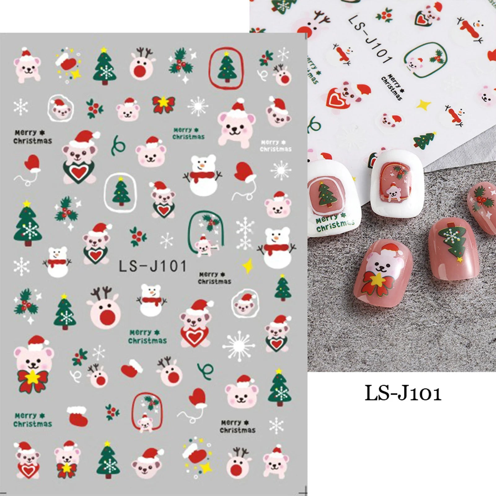 9 Sheets Christmas Nail Art Stickers Multi Pattern Christmas Snowflake Nail Art Stickers Suitable for Nails Art Decorations