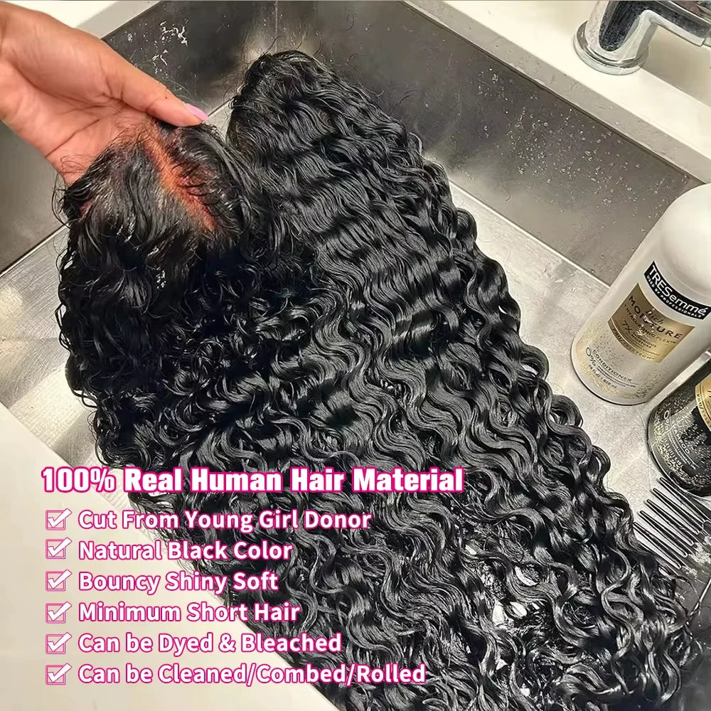 Lafino Glueless Wigs 13x4 Lace Frontal Curly Human Hair Wig Deep Wave Lace Front Wig 13x6 Water Wave Lace Front Wig Wear And Go