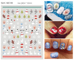 Manicure Christmas Stickers Old Elk White Snowflake Nail Decals Waterproof Ultra-Thin Three-Dimensional Self-Adhesive Adhesive
