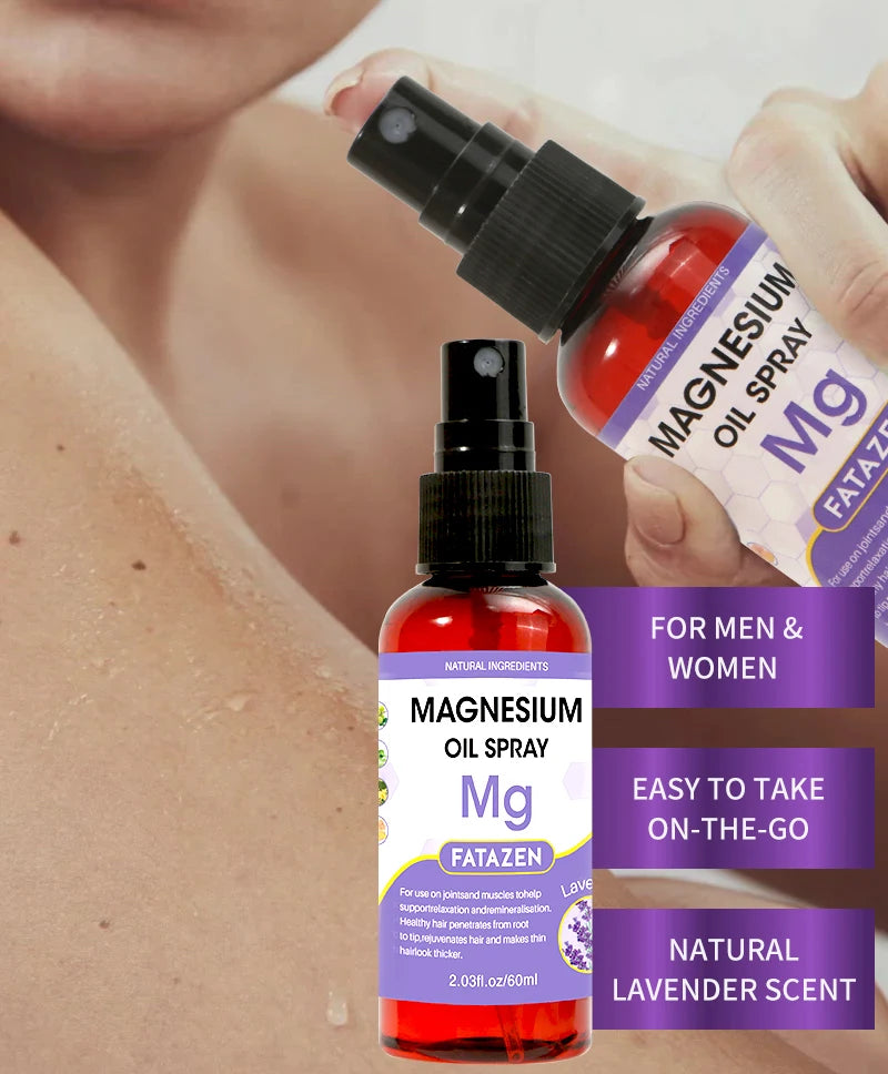 60ml/Bottle Lavender Magnesium Oil Spray, Refreshing and Non Greasy Body Relaxation Spray, Suitable for Summer Sport Daily Use