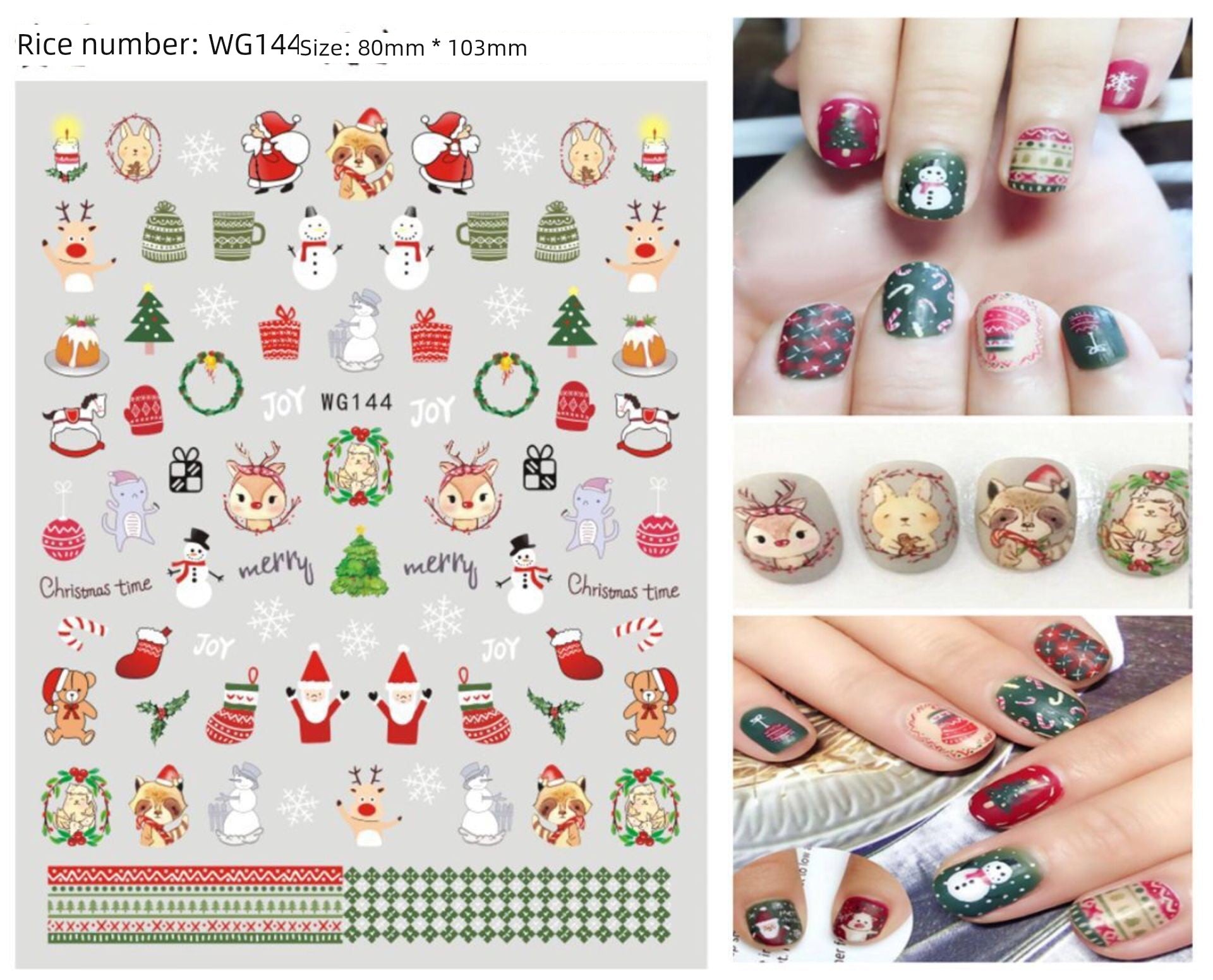 Manicure Christmas Stickers Old Elk White Snowflake Nail Decals Waterproof Ultra-Thin Three-Dimensional Self-Adhesive Adhesive