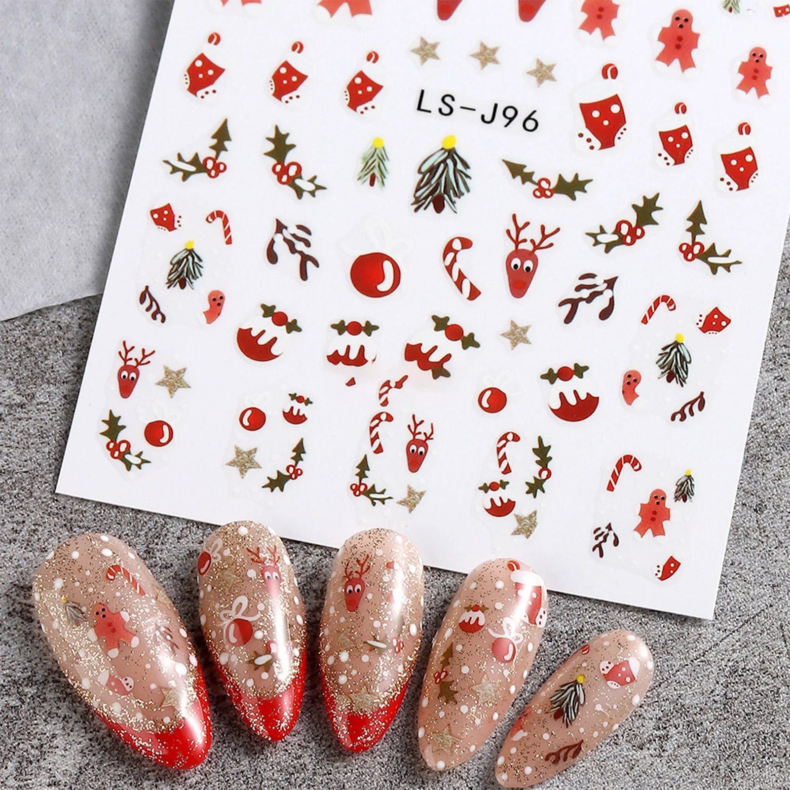 9 Sheets Christmas Nail Art Stickers Multi Pattern Christmas Snowflake Nail Art Stickers Suitable for Nails Art Decorations