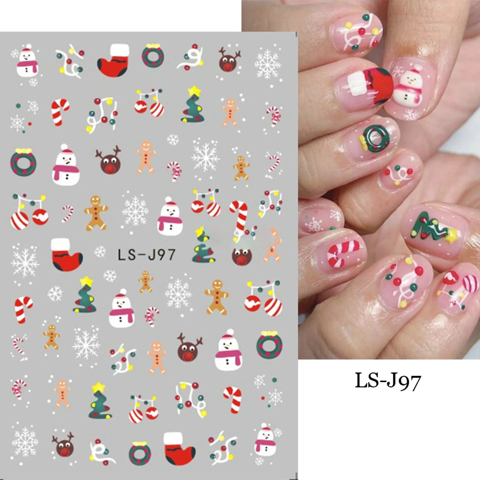 9 Sheets Christmas Nail Art Stickers Multi Pattern Christmas Snowflake Nail Art Stickers Suitable for Nails Art Decorations