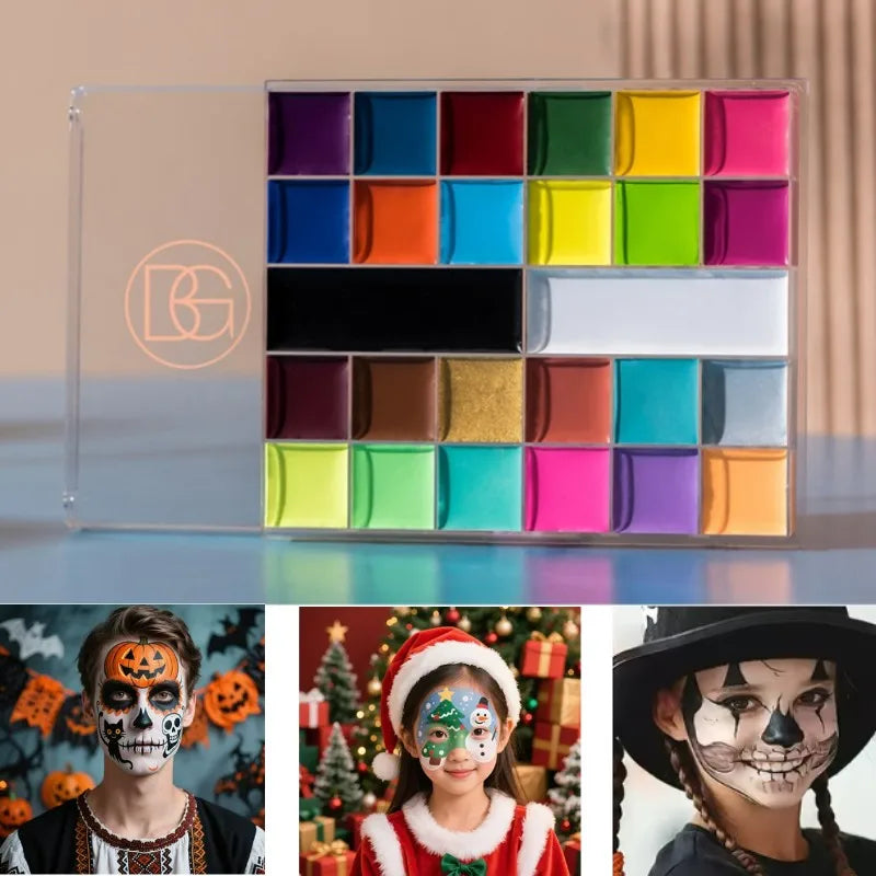 Halloween Face&Body Paint Tray,Rainbow Colorful Oil-Soluble Face Makeup Painting Palette for Festivals,Parties&Butterfly Makeup