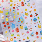 Halloween 5D Nail Art Stickers Sweet Pink Heart-Shaped Pumpkins Black Cat Bat Flocks Ghosts Skeleton Manicure Decal for Girls