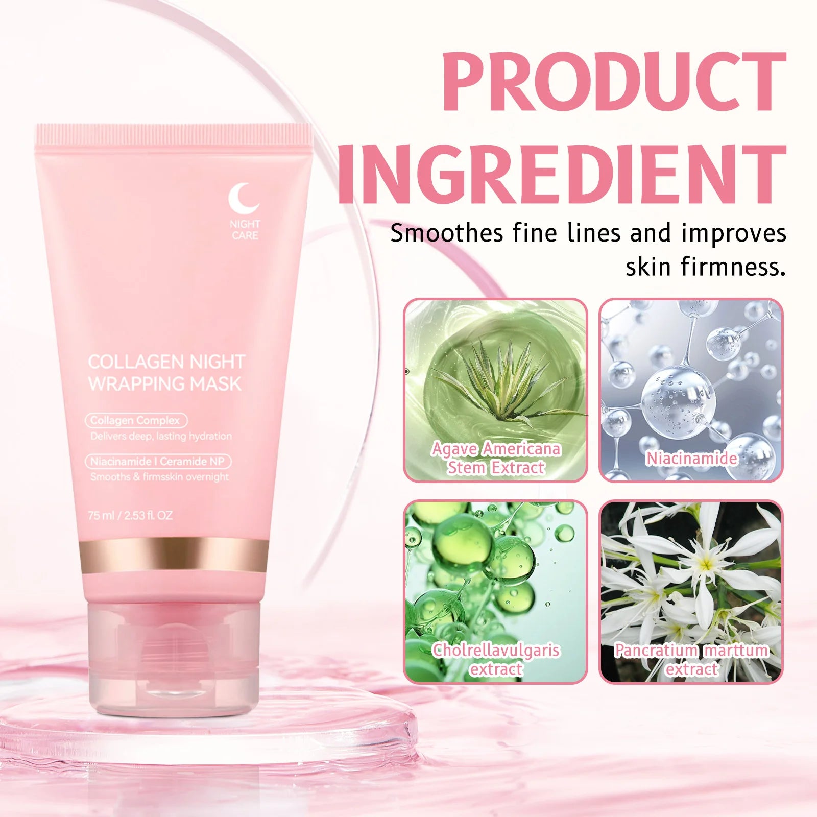 Collagen Night Wrapping MaskReduces Sagging & Dullness Hydrolyzed  Elasticity Hydration Skin Care for All Skin Types