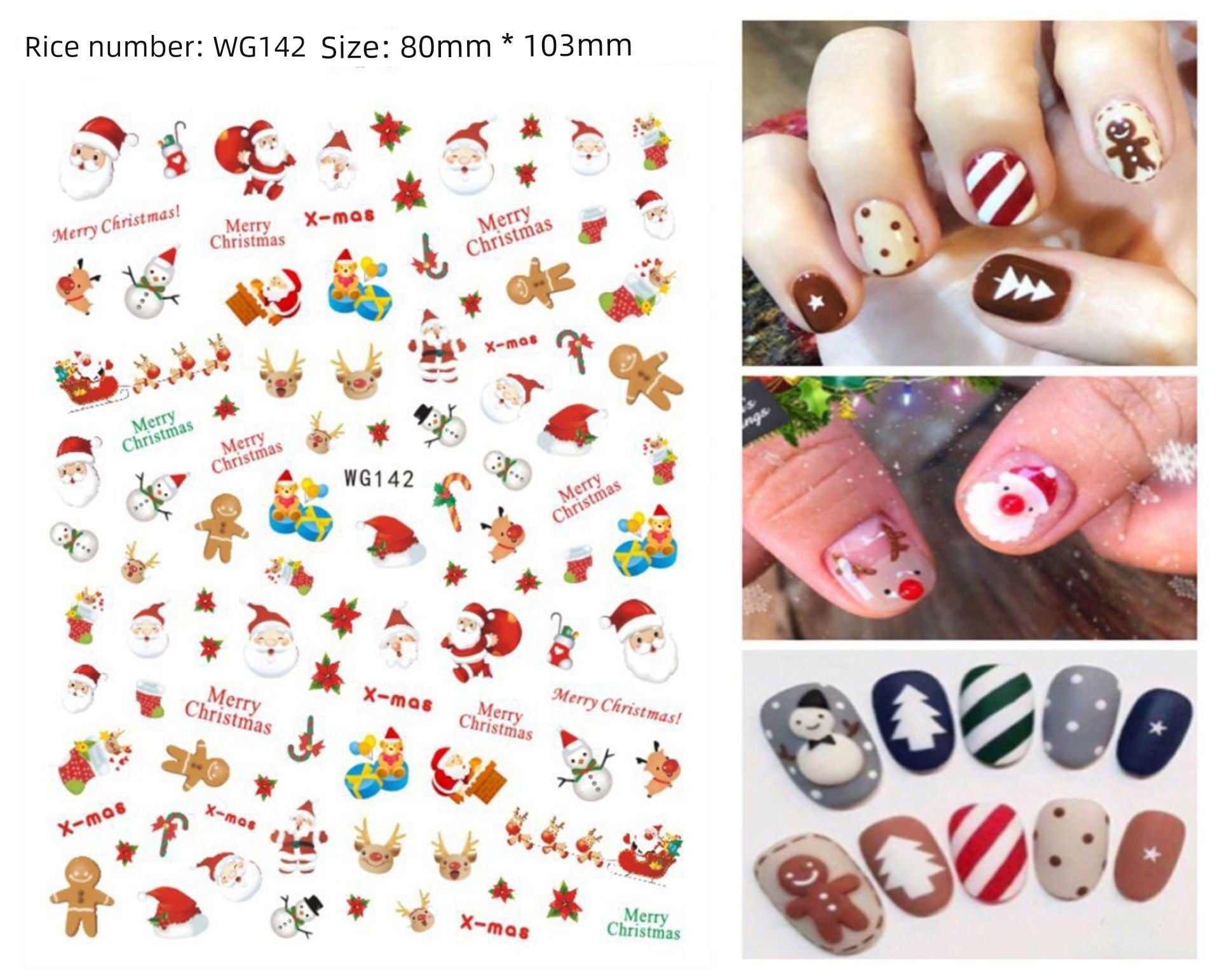 Manicure Christmas Stickers Old Elk White Snowflake Nail Decals Waterproof Ultra-Thin Three-Dimensional Self-Adhesive Adhesive