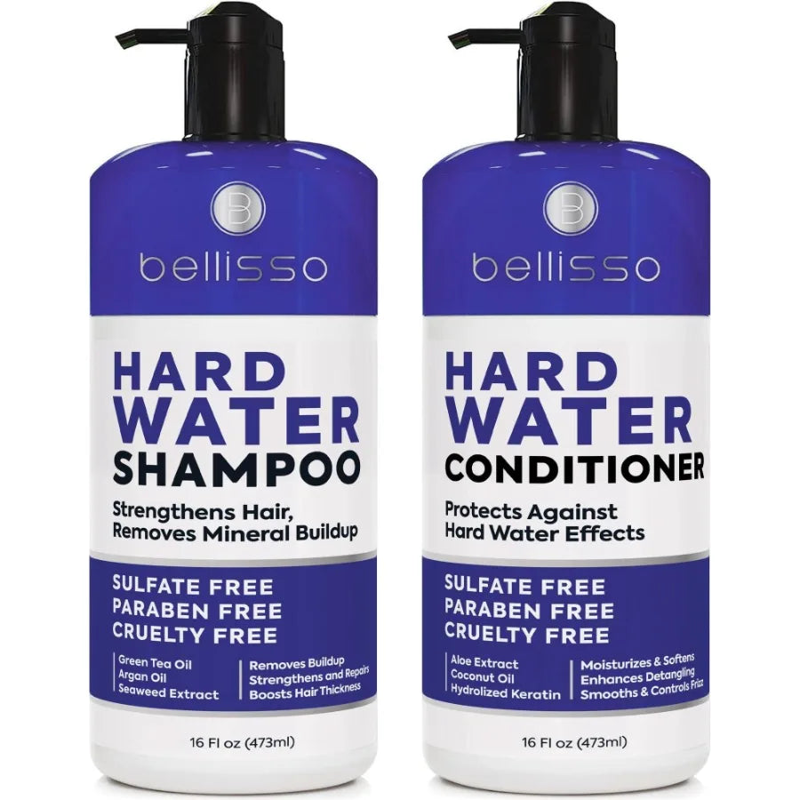 Hard Water Shampoo and Conditioner Set Sulfate Free Hair Care Products for Women and Men Moisturizing Treatment with Chelating