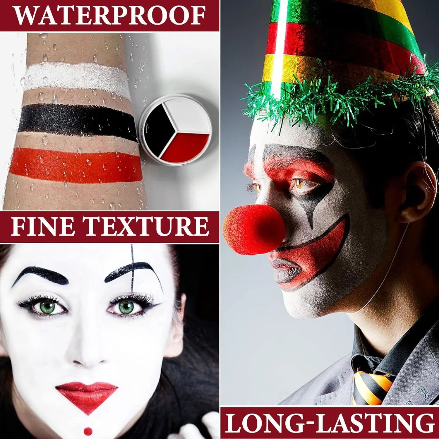 Halloween Makeup Palette Face Body Paint Makeup Wheel White Black Red Waterproof Zombie Skeleton Cosplay Makeup Face Painting